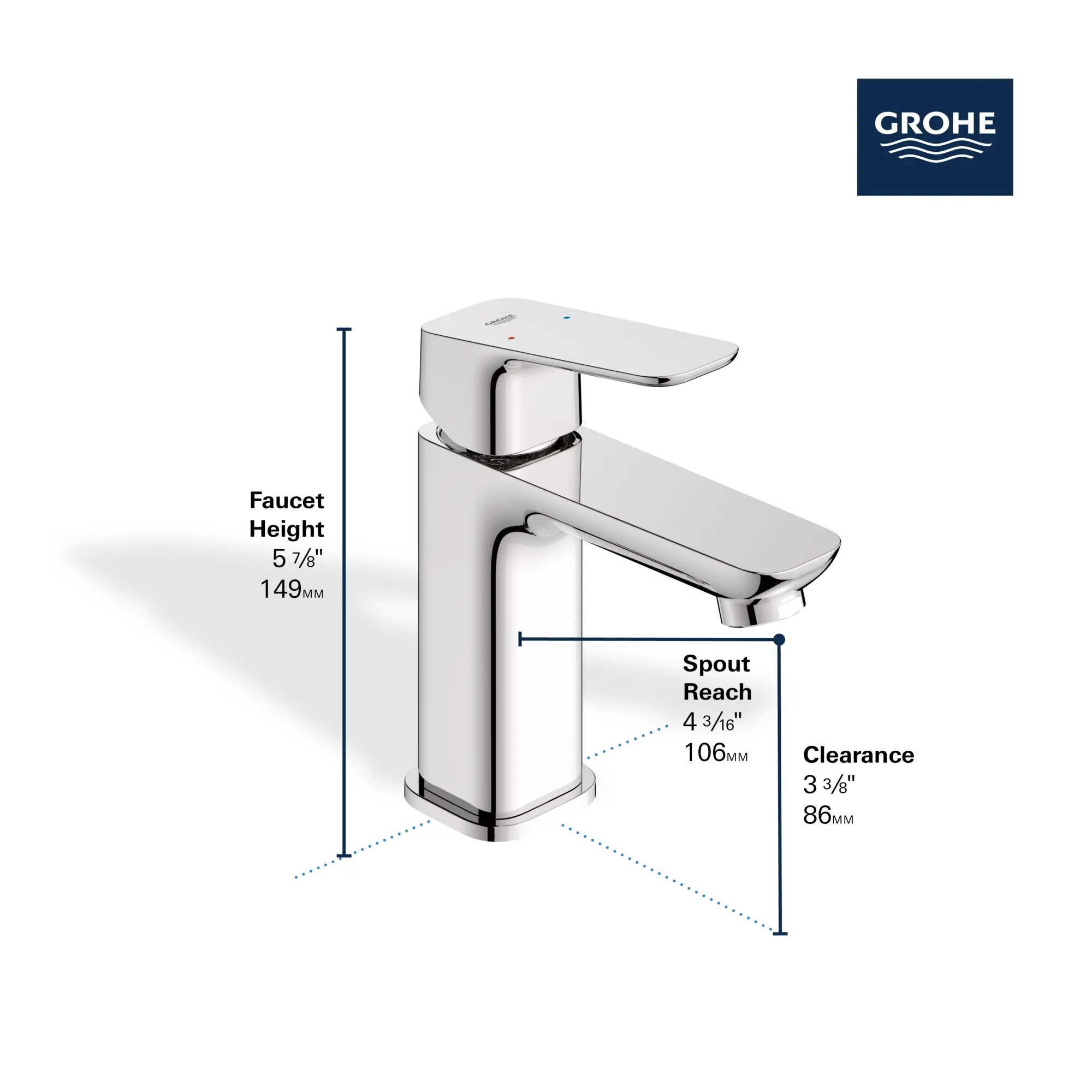 Cubeo Single Hole Single Handle S-Size Bathroom Faucet, Less Drain, 1.2 gpm (4.5L/min)