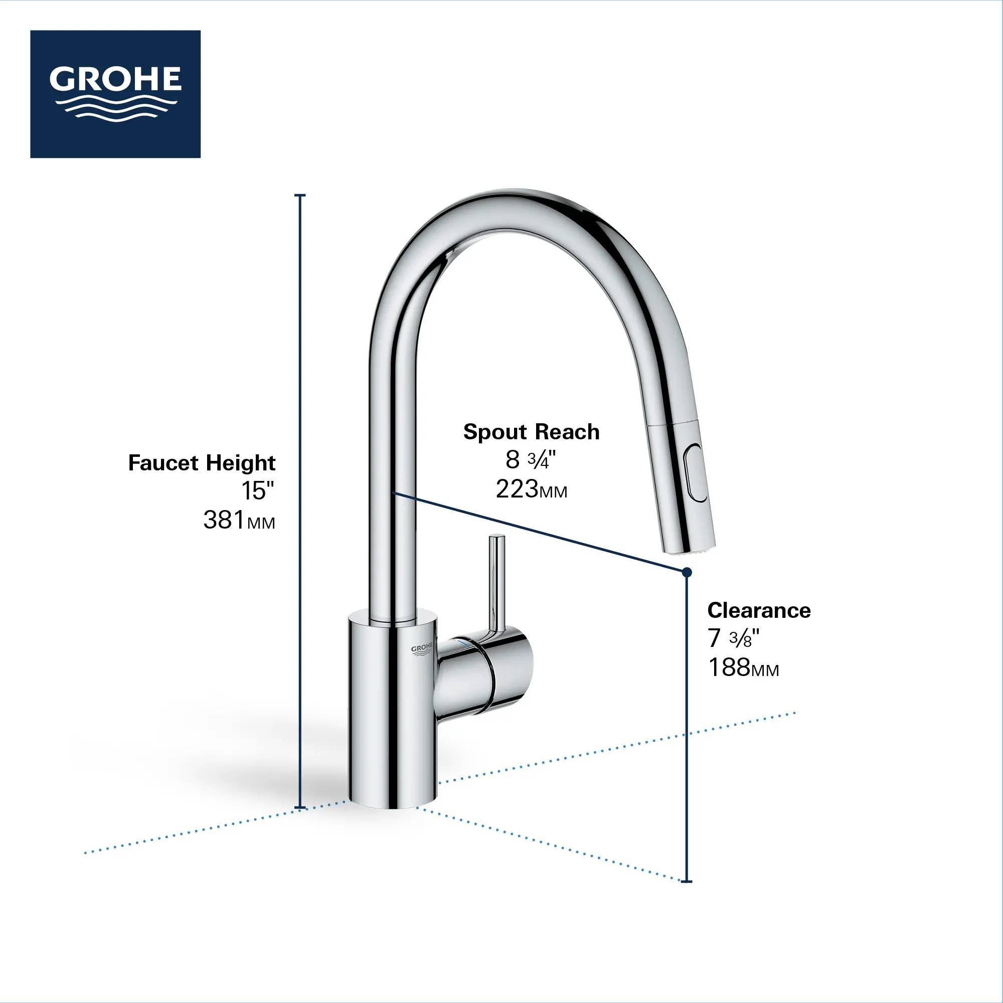 Concetto Single-Handle Pull-Down Kitchen Faucet Dual Spray 1.75 GPM (6.6 L/min) 19 Concetto Single-Handle Pull-Down Kitchen Faucet Dual Spray 1.75 GPM (6.6 L/min)