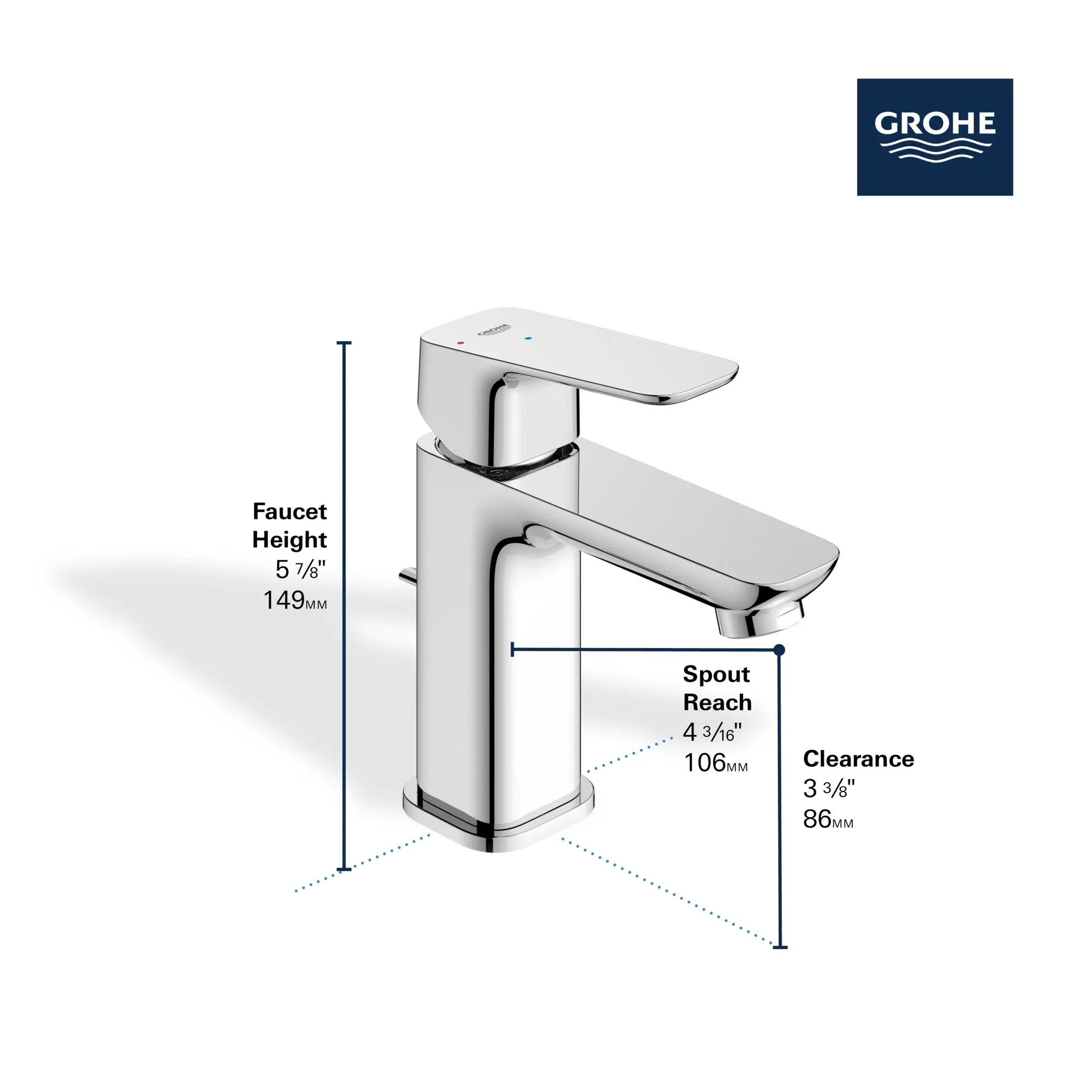 Cubeo Single Hole Single Handle S-Size Bathroom Faucet, Cold Start, 1.2 gpm (4.5L/min)