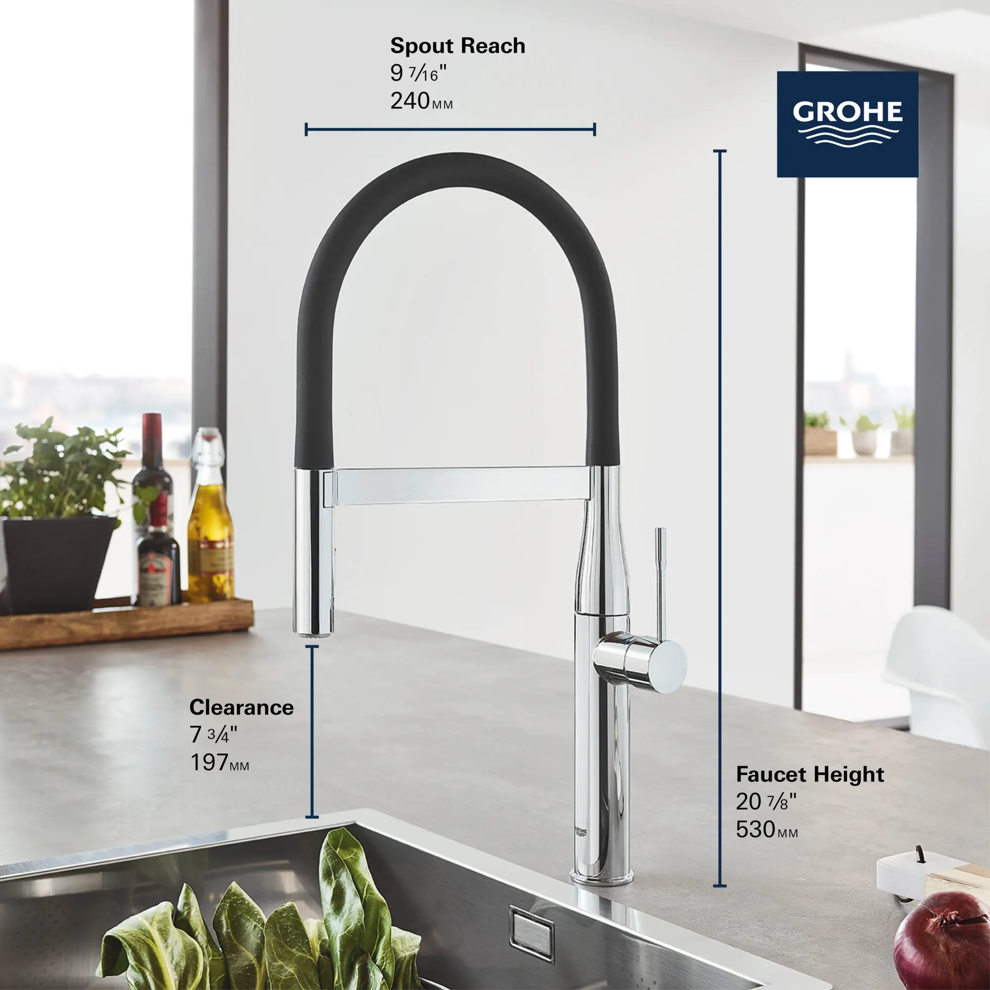 Essence Single-Handle Semi-Pro Dual Spray Kitchen Faucet 1.75 GPM (6.6 L/min) 9 Essence Single-Handle Semi-Pro Dual Spray Kitchen Faucet 1.75 GPM (6.6 L/min)