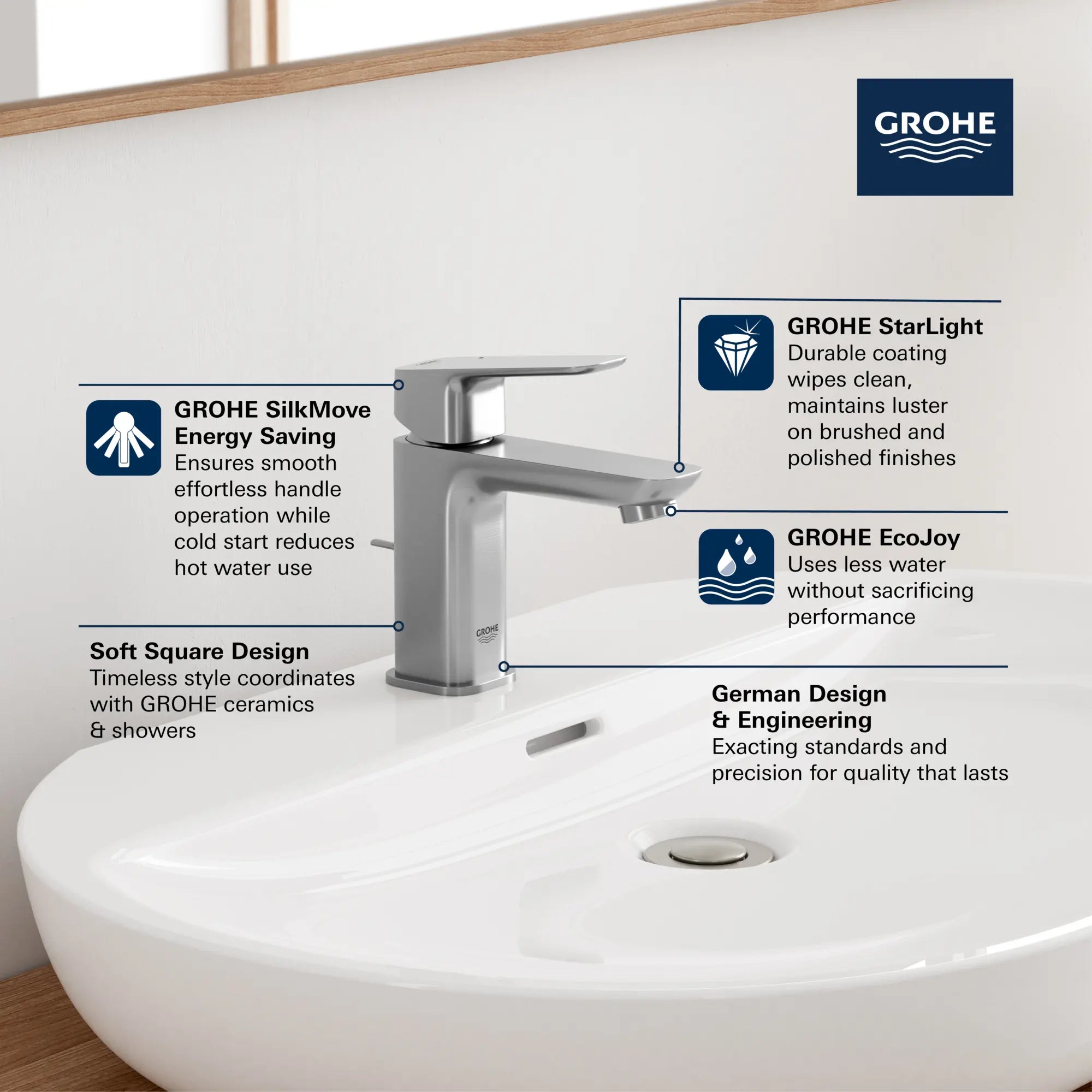 Cubeo Single Hole Single Handle S-Size Bathroom Faucet, Cold Start, 1.2 gpm (4.5L/min)
