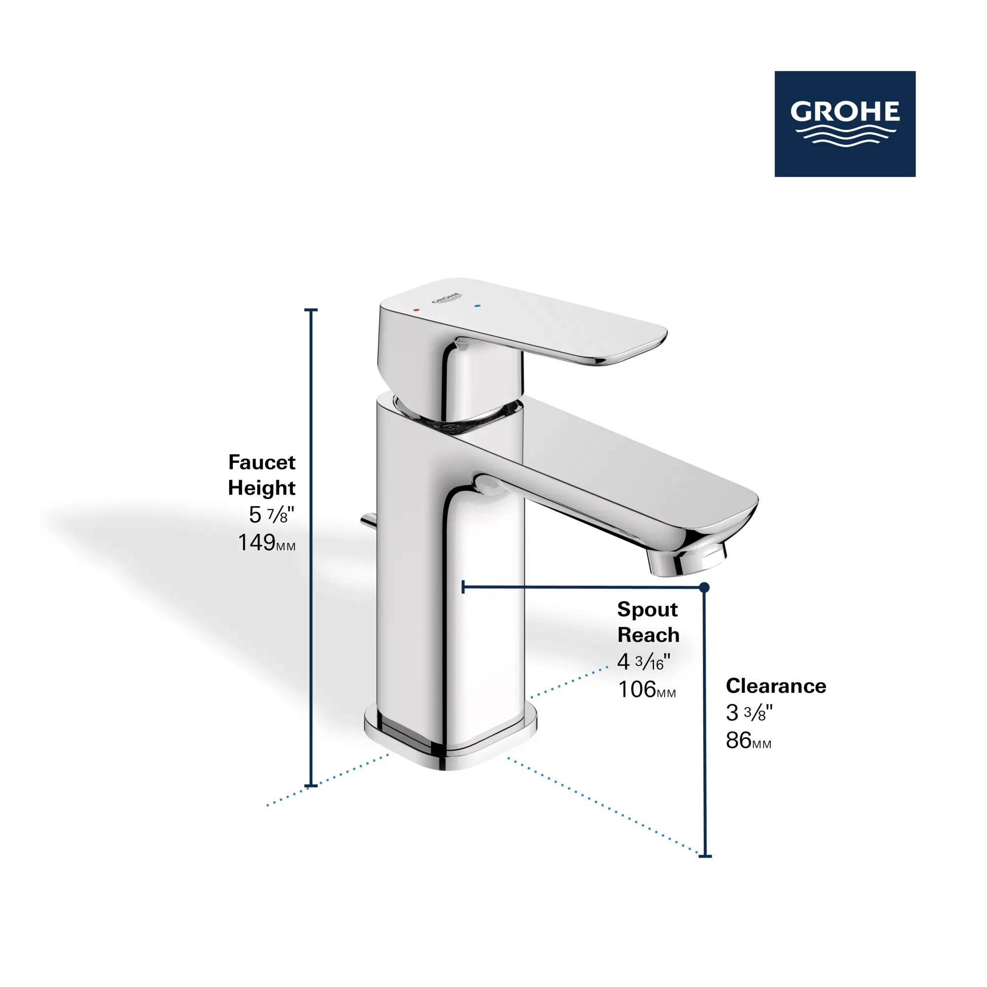Cubeo Single Hole Single Handle S-Size Bathroom Faucet, Cold Start, 1.2 gpm (4.5L/min)