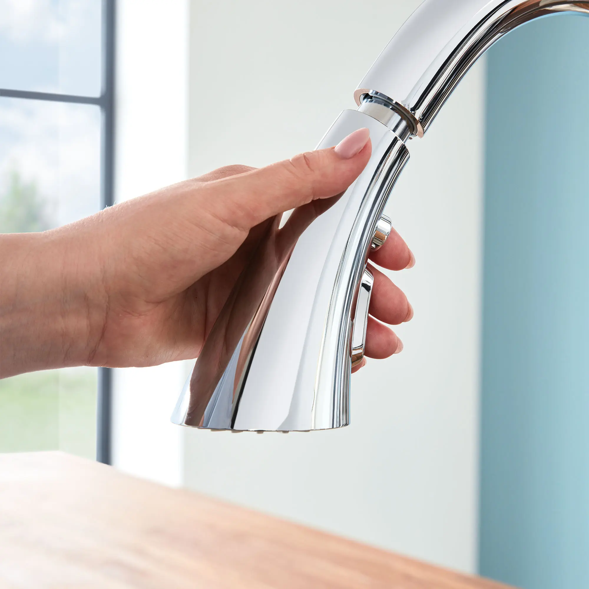 GROHE Zedra Single-Handle Pull Down Kitchen Faucet Triple Spray 1.75 ...