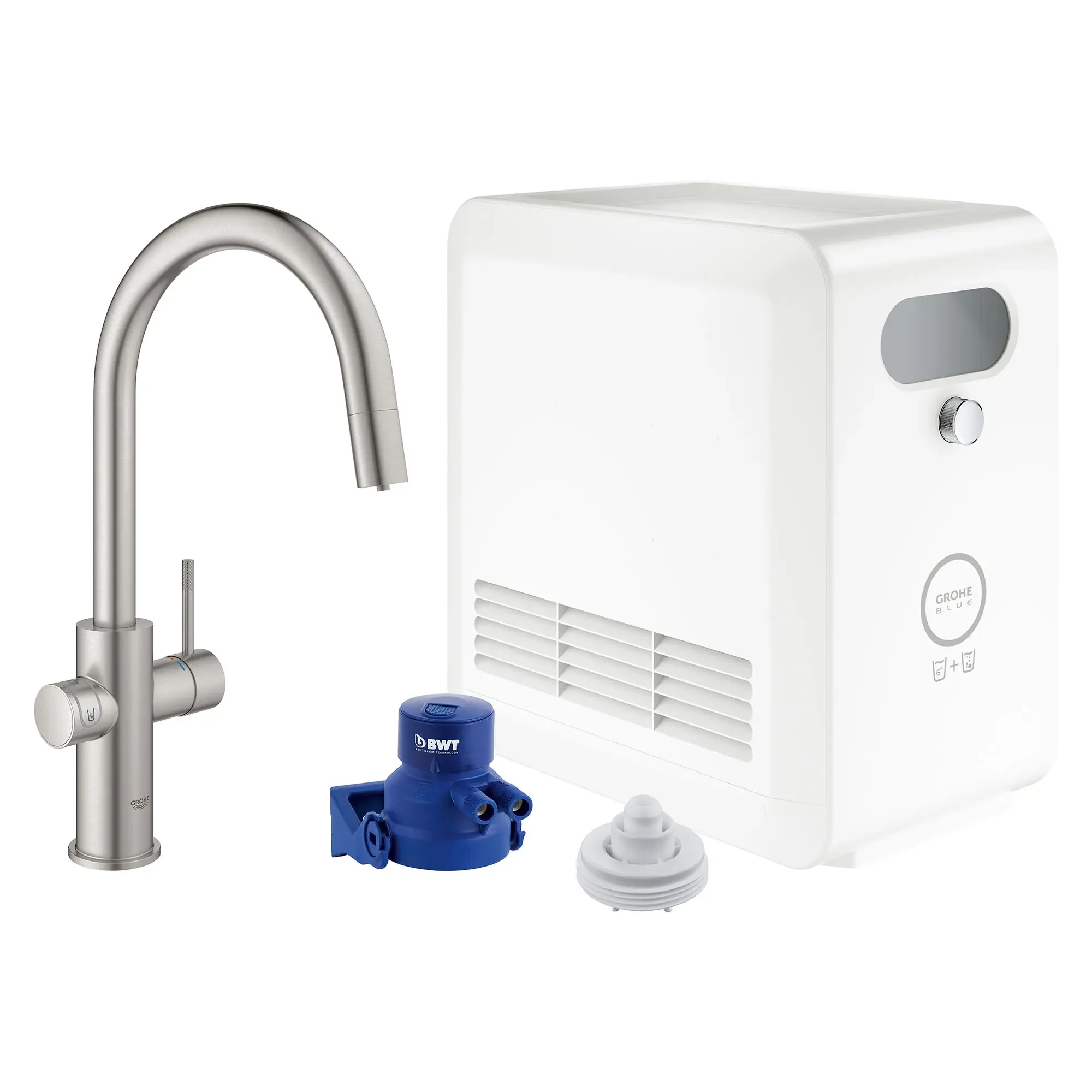 GROHE Blue Single-Handle Pull Down Kitchen Faucet Single Spray 1.75 GPM (6.6 L/min) with Chilled & Sparkling Water