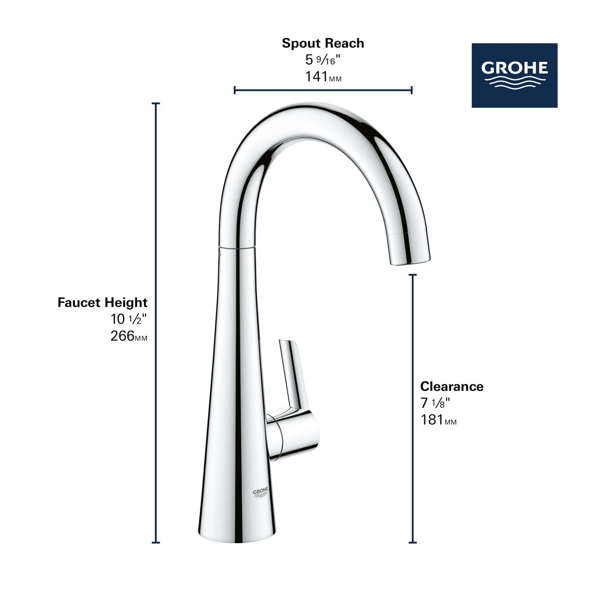 GROHE Zedra Single-Handle Beverage Faucet (Cold Water Only) with Filtration 1.75 GPM (6.6 L/min)