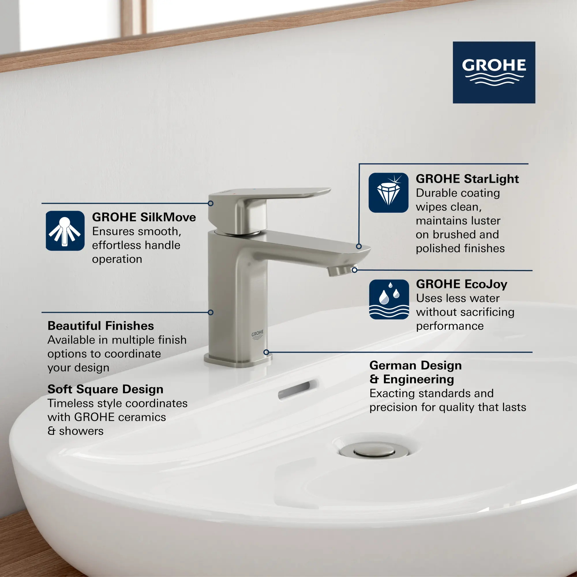 Cubeo Single Hole Single Handle S-Size Bathroom Faucet, Less Drain, 1.2 gpm (4.5L/min)